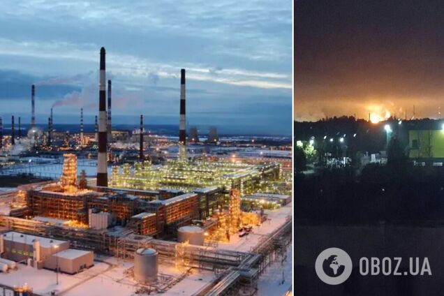 В России после атаки беспилотников вспыхнул один из крупнейших НПЗ в Ленинградской области. Фото и видео