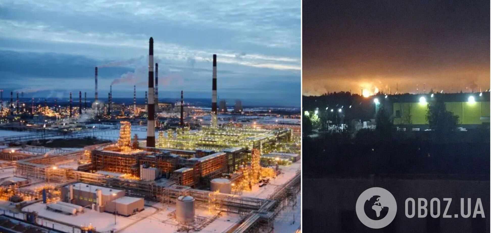 В России после атаки беспилотников вспыхнул один из крупнейших НПЗ в Ленинградской области. Фото и видео