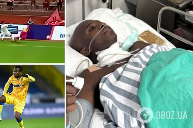 Футболист сломал шею, влетев в рекламный щит, и может остаться парализованым на всю жизнь. Видео