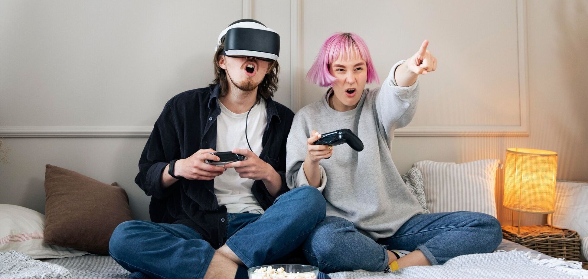 Иллюстрация - пара играет в видеоигры