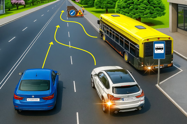 В каком порядке транспортные средства проедут участок? Тест по ПДД