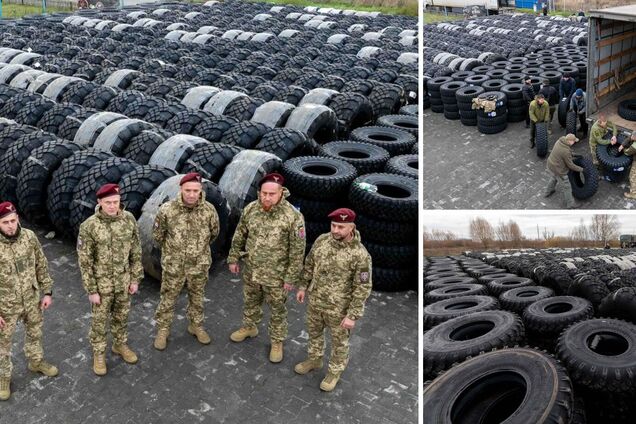 Хватит для 11 подразделений: Порошенко передал на фронт девять сотен зимних шин