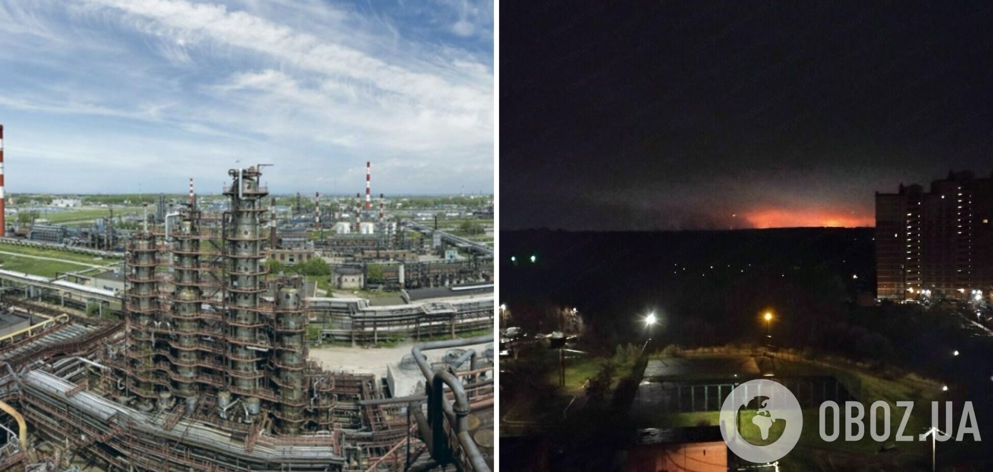 Зарево и огонь: в Рязани прогремели мощные взрывы в районе НПЗ. Фото