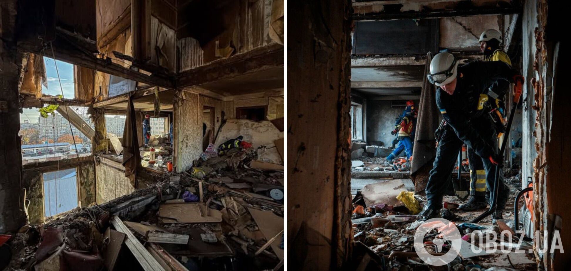 'Правило двух стен не спасло': спасатели показали фото разрушенного дома в Киеве