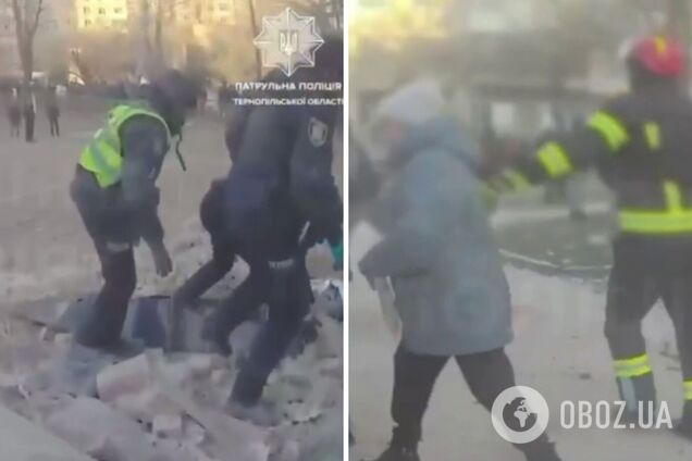 'Виходьте на вулицю, швидко': у поліції показали кадри порятунку людей після удару РФ по Тернополю. Відео