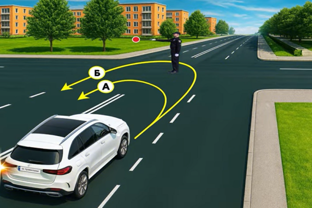 Какой вариант разворота разрешен? Тест на знание сигналов регулировщика