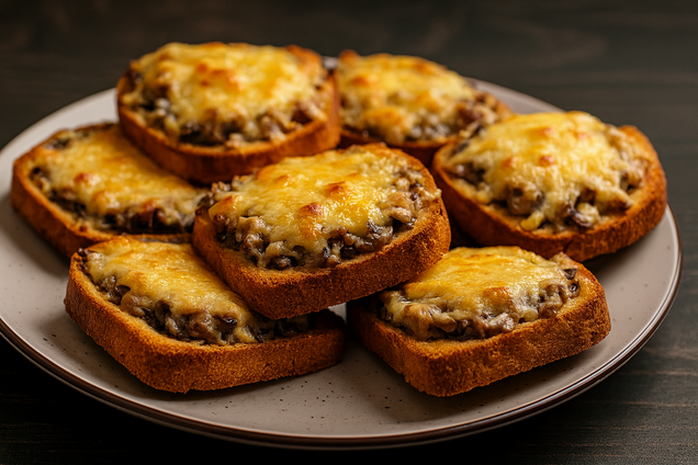 Ленивые жульены с курицей и грибами на хлебе: запекаются за считанные минуты