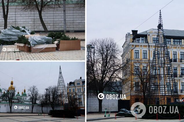 В Киеве начали устанавливать главную новогоднюю елку Украины. Фото и видео