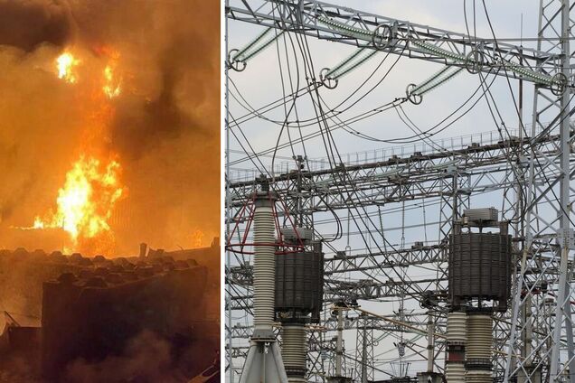 Наслідки російського удару по Одещині 4 листопада 2025 року та лінії електропередачі. Ілюстрація