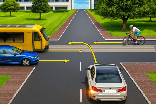 Кому має дати дорогу водій білого авто? Тест із ПДР