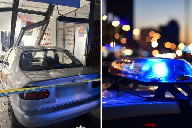 На Киевщине пьяный водитель легковушки на скорости въехал в магазин. Подробности и фото