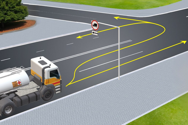 Куда разрешается проехать водителю грузовика? Задания по ПДД для внимательных