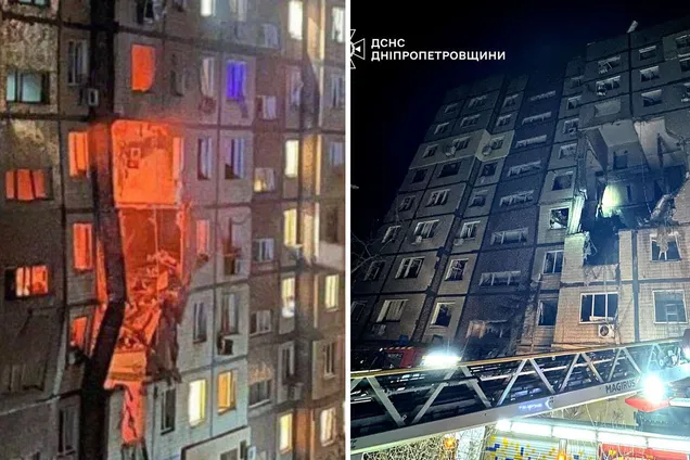 Дом в Днепре после попадания российского БПЛА