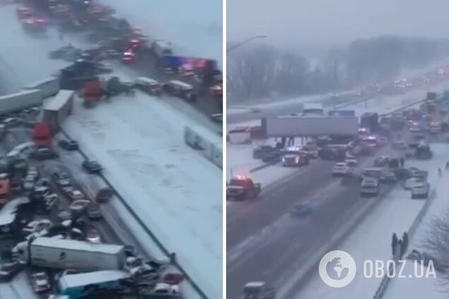 В США из-за непогоды столкнулись более 40 авто: в полиции выступили с заявлением. Видео