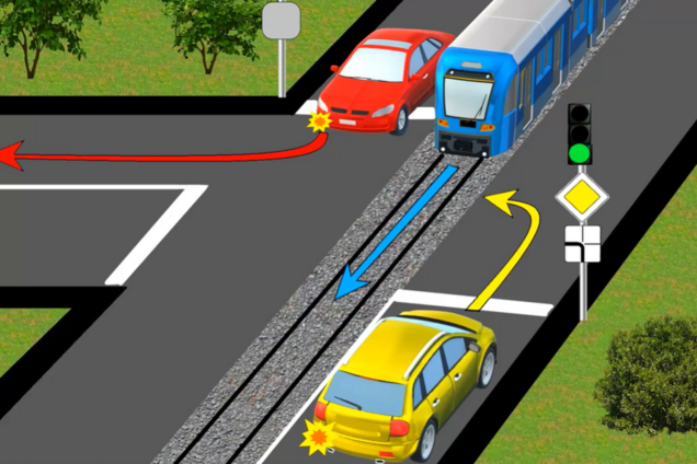 Кого має пропустити жовте авто? Завдання з ПДР