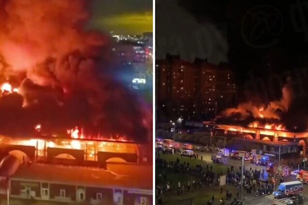 У Петербурзі горить Правобережний ринок: масштаби пожежі вражають. Відео