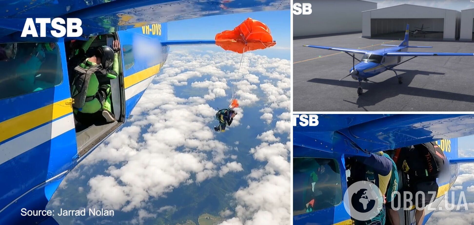 Парашутиста 'намотало' на крило літака під час невдалого стрибка. Відео