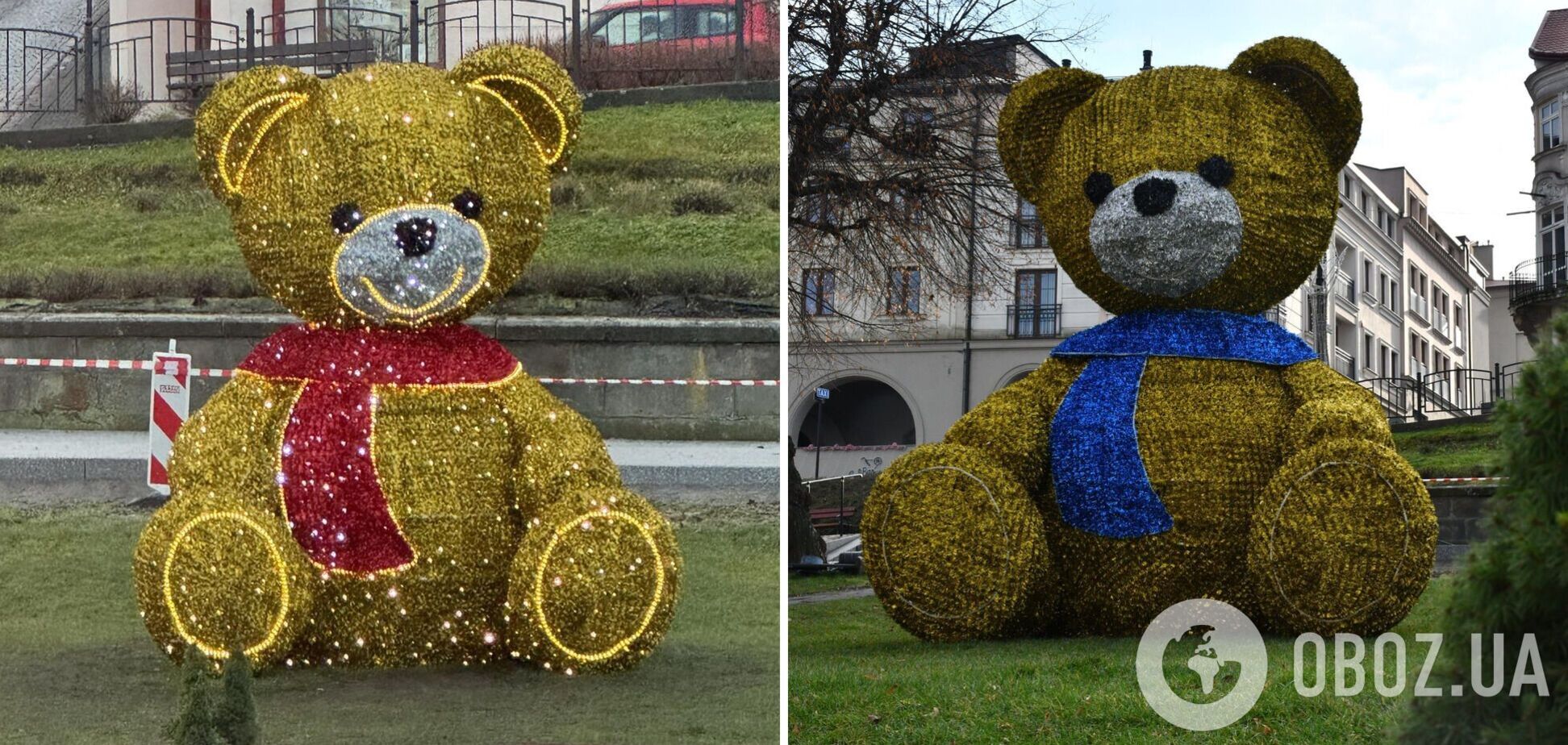 'Асоціація з Україною': у Перемишлі жителів роздратував 'золотий ведмідь із синім шарфом'. Фото