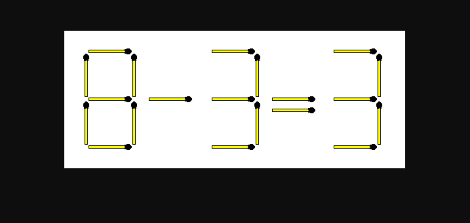 Есть 3 варианта: как переместить спичку, чтобы уравнение стало правильным