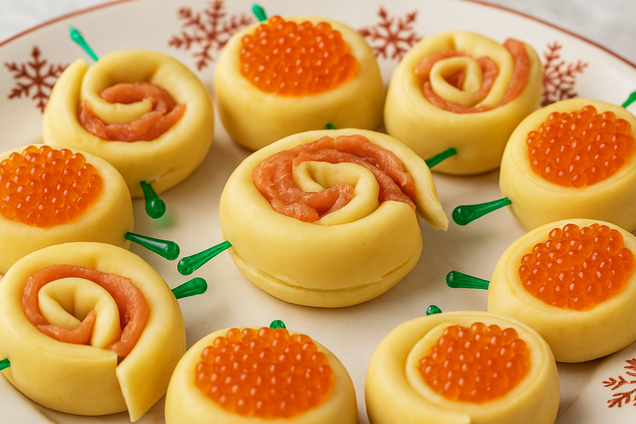 Вишукана закуска з млинців для новорічного столу:  додайте червону рибу та ікру