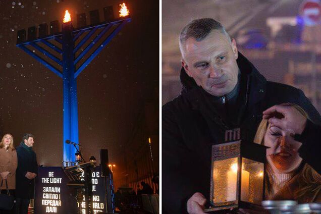 В Киеве на Майдане Независимости зажгли первую свечу на Ханукии. Фоторепортаж