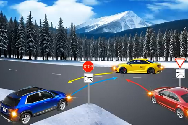 В каком порядке разъедутся авто? Задание по ПДД