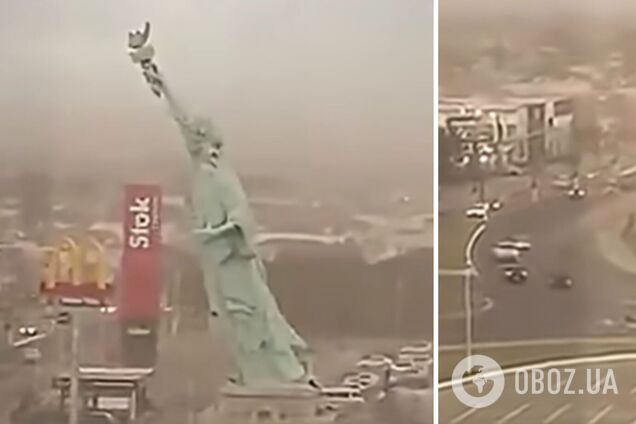 У Бразилії ураганний вітер повалив копію американської статуї Свободи: момент потрапив на відео