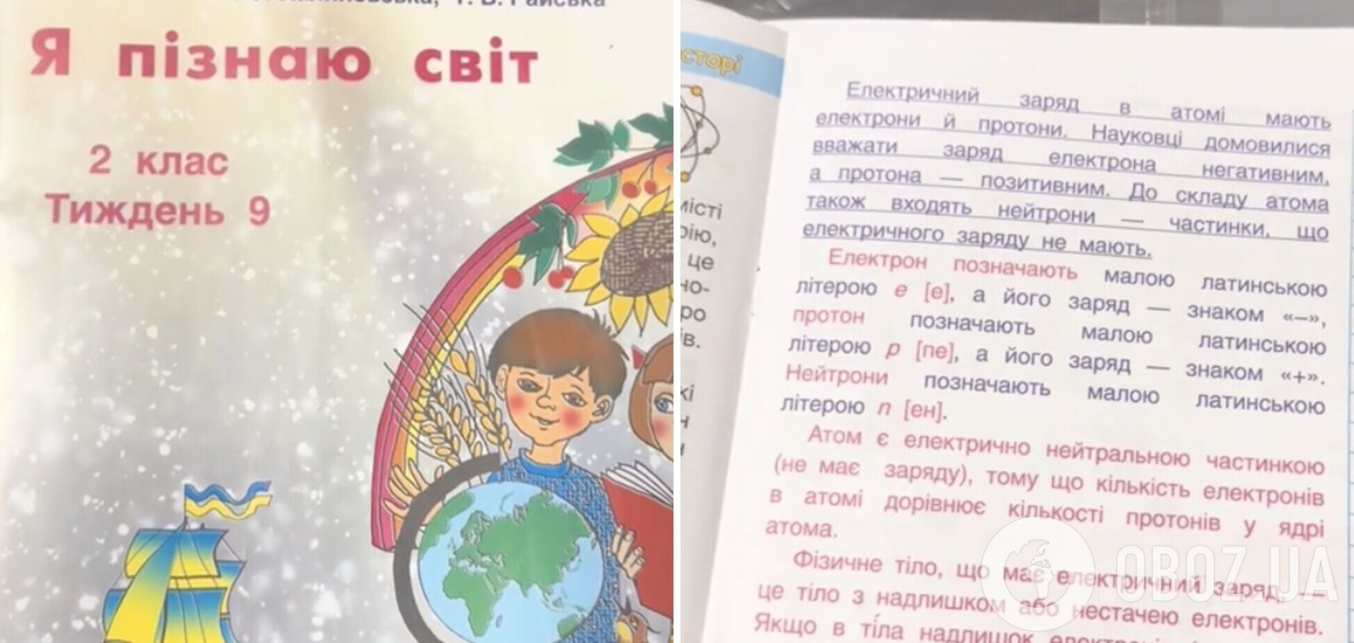 Атоми, протони, електрони. Текст у підручнику для 2 класу за програмою 'Інтелект України' збентежив мережу