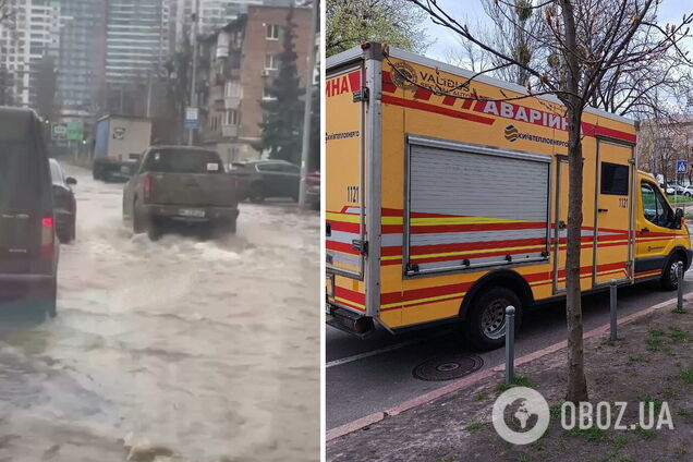 В Киеве из-за прорыва трубы бульвар Верховной Рады превратился в реку. Подробности и видео