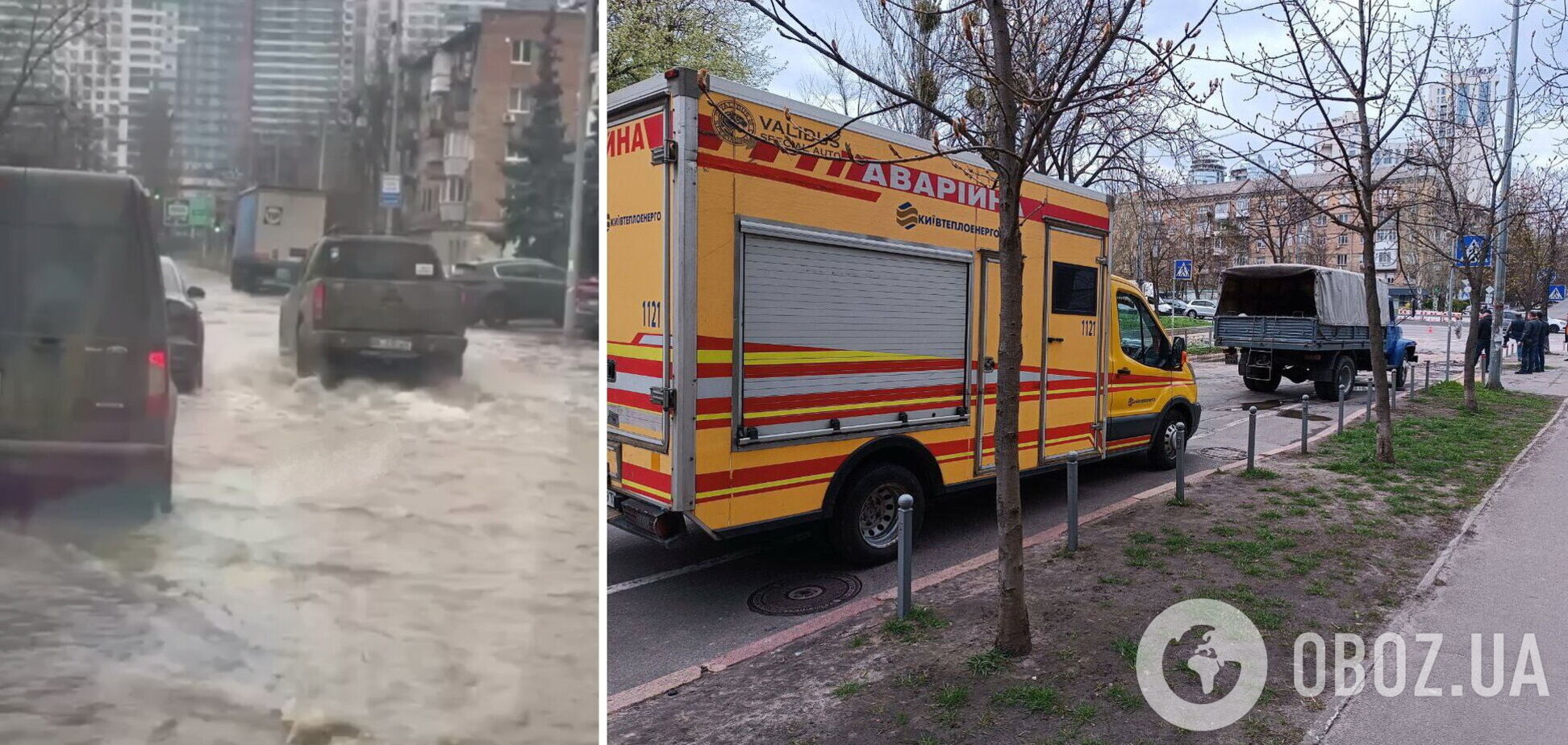 У Києві через прорив труби бульвар Верховної Ради перетворився на річку. Подробиці та відео