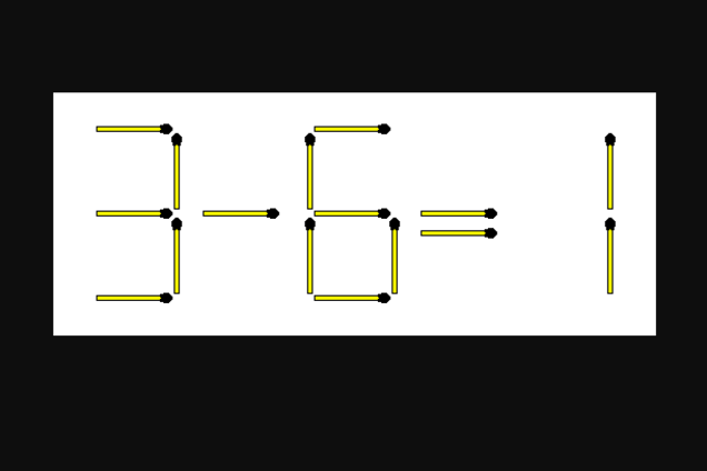 Есть несколько вариантов: как передвинуть 2 спички, чтобы уравнение стало правильным