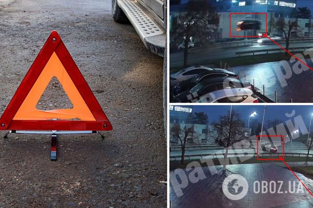 В Киеве авто протаранило отбойник и подлетело на несколько метров: момент сняли на видео