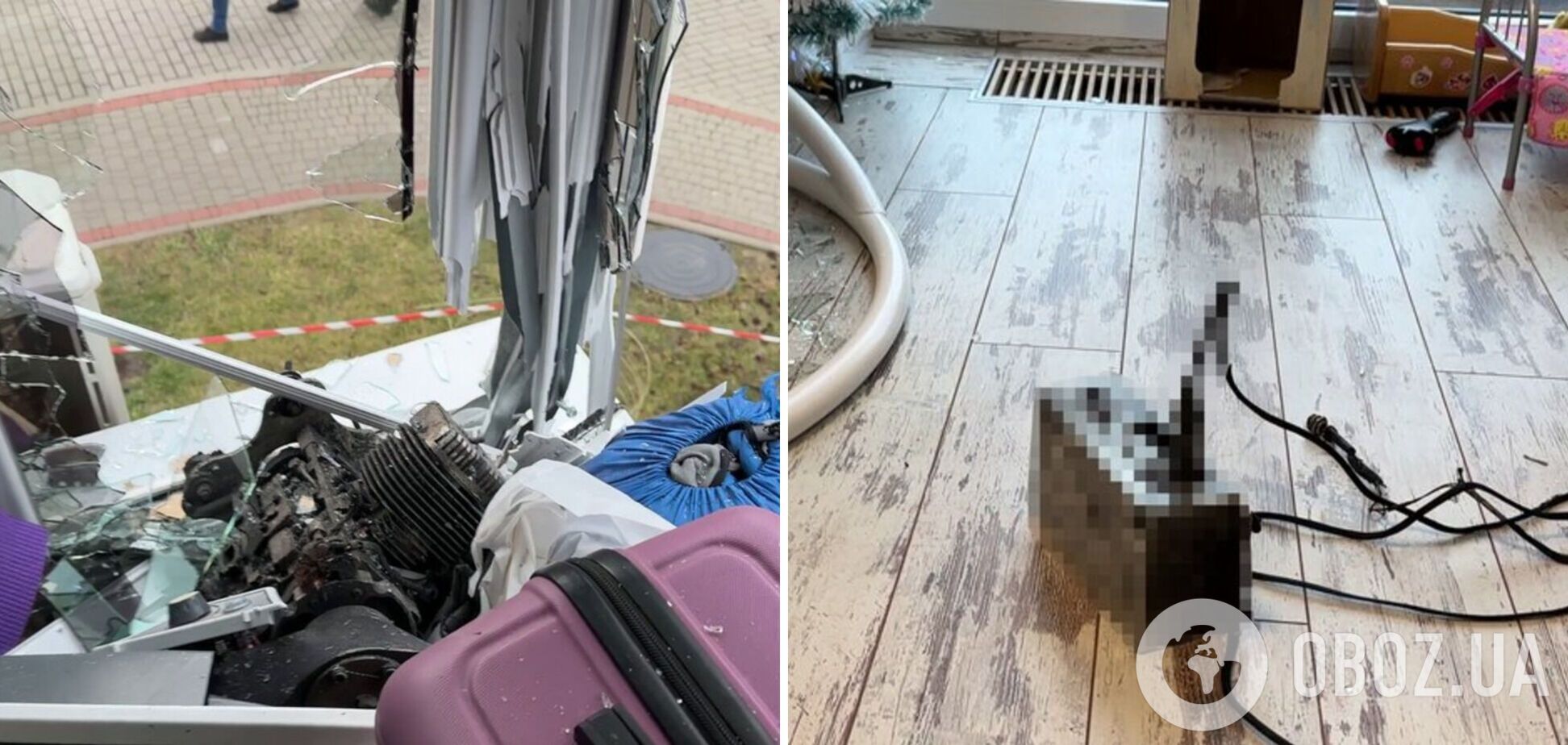 'Схопили дітей і вибігли': у Житомирі під час атаки РФ на балкон квартири влетів двигун від 'Шахеда'. Фото і відео