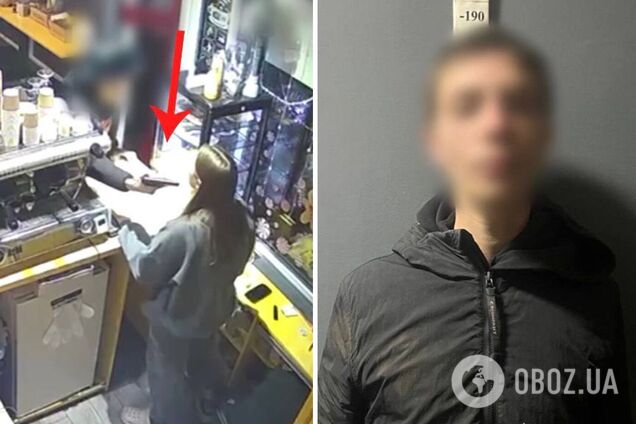 В Киеве молодой человек, угрожая пистолетом, пытался ограбить кафе и получил отпор. Фото и видео