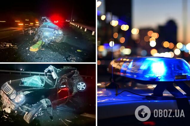 Під Києвом зіткнулись два легковики: одна з машин перетворилась на купу металу, є загиблий. Фото