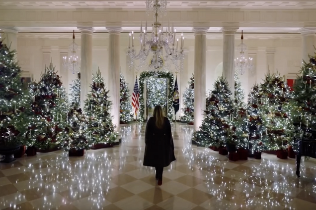 Установила 51 елку, 75 венков и тысячи лампочек: Мелания Трамп украсила Белый дом к Рождеству. Фото и видео
