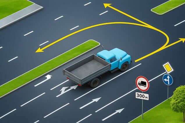 Куди дозволяється проїхати водієві вантажівки? Завдання з ПДР
