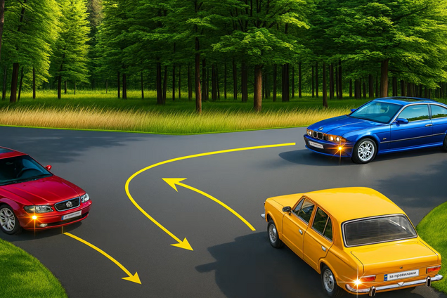 В якому порядку проїдуть авто? Тест на знання ПДР