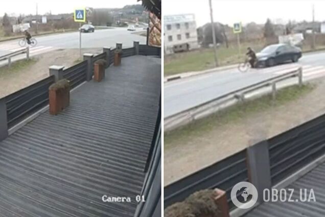 На Закарпатті авто збило на смерть велосипедиста на пішохідному переході: моторошний момент потрапив на відео