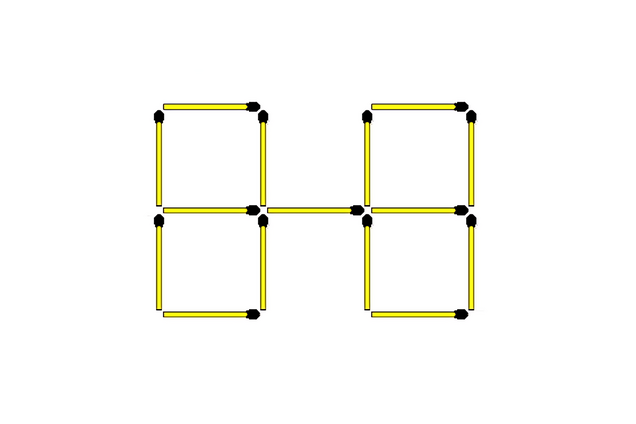 Пересуньте два сірники, щоб вийшло 6 квадратів: головоломка