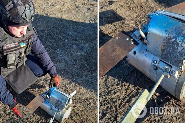 На Київщині у лісосмузі виявили бойовий елемент російської касетної бомби. Фото