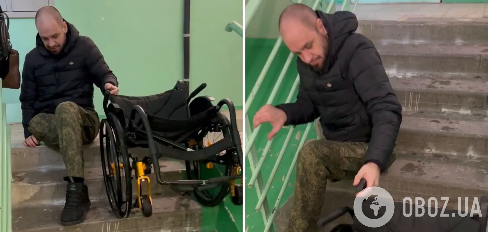Оккупант, потерявший на войне против Украины ногу, пожаловался, что вынужден ползать по лестнице из-за отсутствия пандуса. Видео