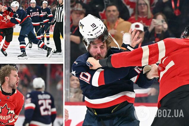 Збірна Канада побила хокеїстів США у грандіозному побоїщі у перші 9 секунд матчу на Турнірі чотирьох націй. Відео