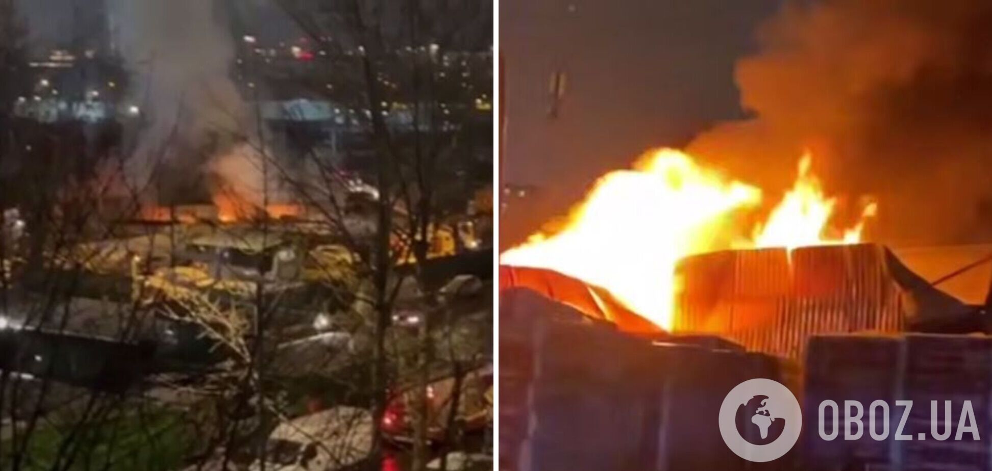 В Москве прогремели мощные взрывы и вспыхнул масштабный пожар: обрушилась крыша склада. Фото и видео