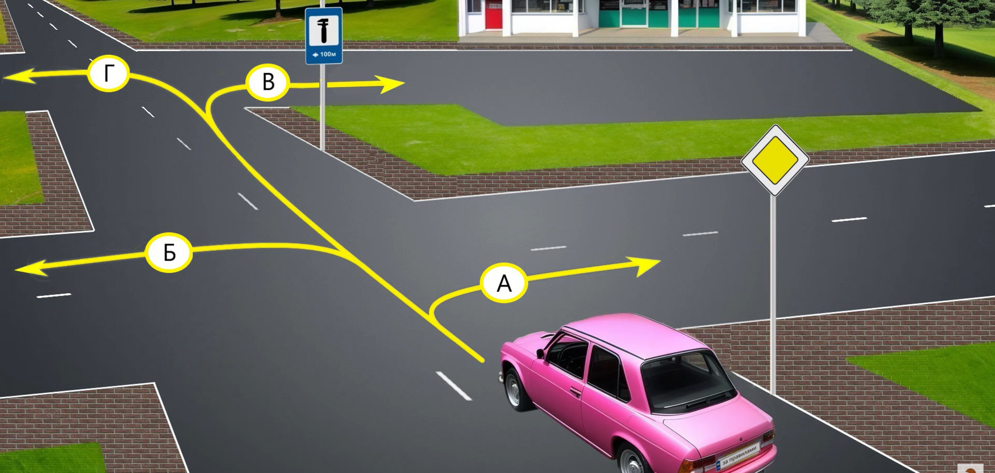 Куда разрешено проехать водителю? Хитрая задача по ПДД