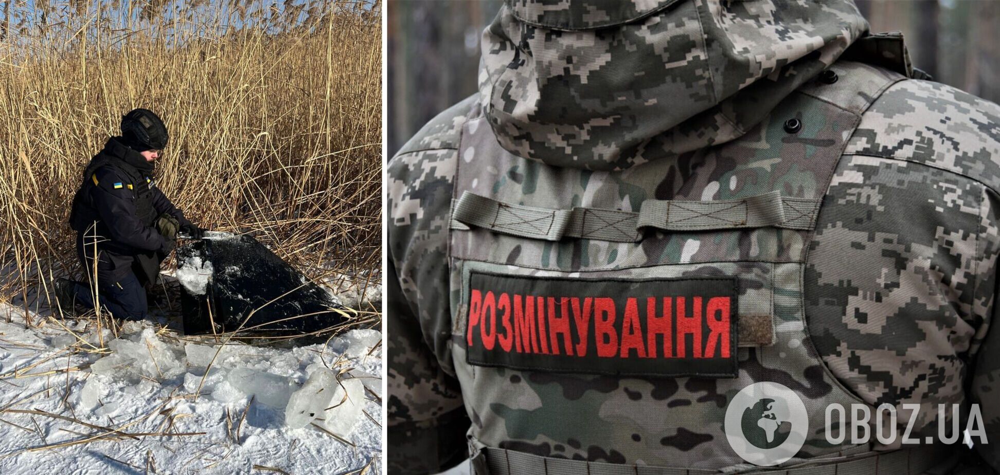 На берегу Киевского водохранилища обнаружили обломки вражеского дрона и боевую часть 'Шахеда'. Подробности и фото