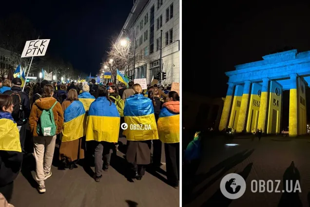 Сине-желтая символика и песня о Путине: в Германии прошла акция в поддержку Украины. Фото и видео