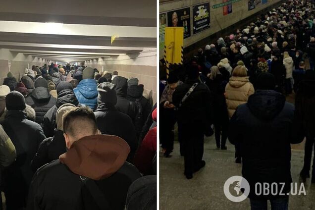 Натовп на перонах: у Києві через повітряну тривогу виник колапс у метро. Фото та відео