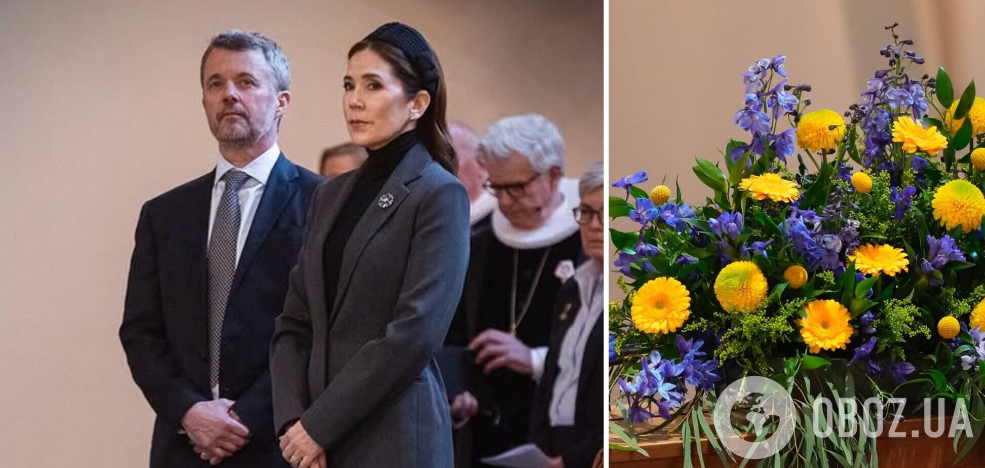 Король і королева Данії в роковини повномасштабного вторгнення відвідали церковну службу на знак підтримки українського народу. Фото