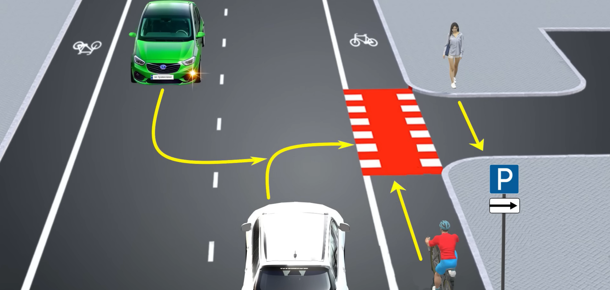 Кому має дати дорогу водій зеленого авто: завдання з ПДР